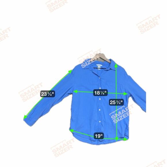 H&M Linen Blend Button Down Shirt Size M Blue Coastal Basic - Picture 7 of 7